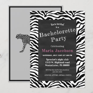 Invitation Tableau noir et blanc zèbre rayé
