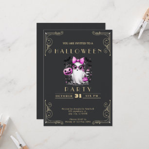 Invitation Tableau noir Halloween étoiles fantômes chauves-so