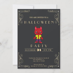Invitation Tableau noir & or mou Wolfman Halloween Wolfman