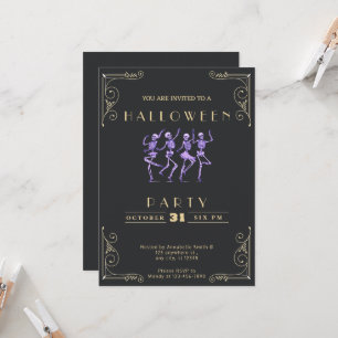 Invitation Tableau noir & or rouge Esquisses violettes Hallow