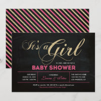Tableau noir, Or | Typographie Fille Baby Shower