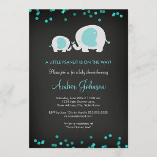 Invitation Tableau noir Petit Baby shower bleu arachide Invit