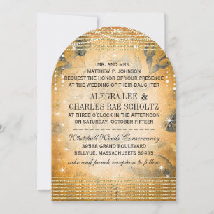 Invitation Tableau noir rose Mariage or sous les étoiles