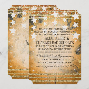 Invitation Tableau noir rose Mariage or sous les étoiles
