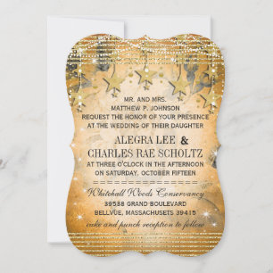 Invitation Tableau noir rose Mariage or sous les étoiles