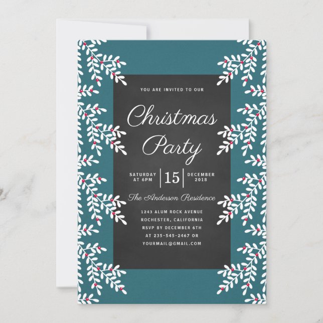 Invitation Tableau noir Turquoise moderne (Devant)