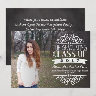 Invitation Tableau noir vintage 2017 Diplôme photo