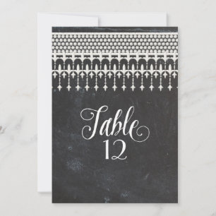 Invitation Tableau Numéros Rustique Vintage dentelle
