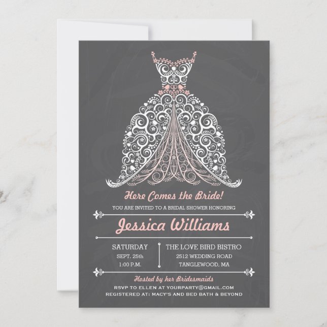 Invitation Tableau - vient ici la jeune mariée ! Fête de la (Devant)