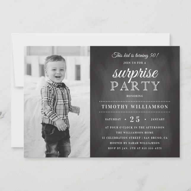 Invitation Tableau vieux et nouvel de photo de surprise (Devant)