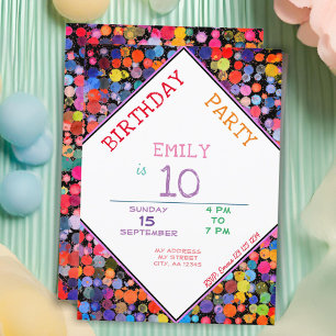 Invitation Taches de peinture aquarelle colorées amusantes po