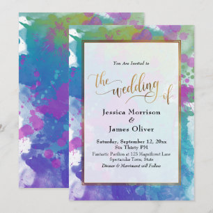Invitation Taches de peinture colorées abstraites mariage or