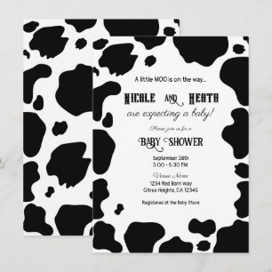 Invitation Taches de vache qui mugit Impression Noir & Blanc 