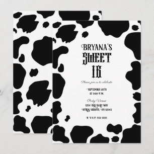 Invitation Taches de vache rustiques noir et blanc pour un an