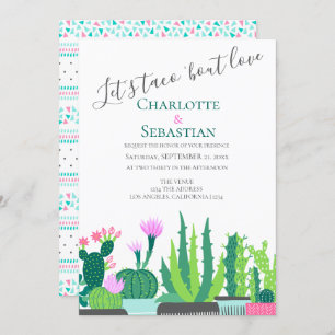 Invitation Taco à l'amour succulent mariage de cactus
