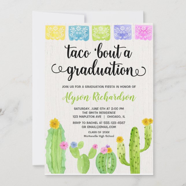 Invitation Taco à l'occasion d'une fête de remise de diplômes (Devant)