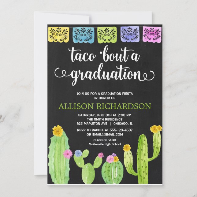 Invitation Taco à l'occasion d'une fête de remise de diplômes (Devant)