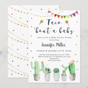 Invitation Taco à propos d'un bébé Fête d'or Cactus Baby Show