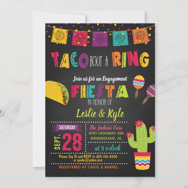 Invitation Taco à propos d'une bague - Fête de fiançailles /  (Devant)