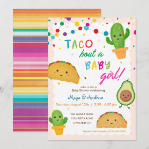 Invitation Taco à propos d'une petite fille - fiesta thème ba
