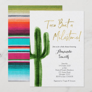 Invitation Taco à un jalon Baby shower Cactus