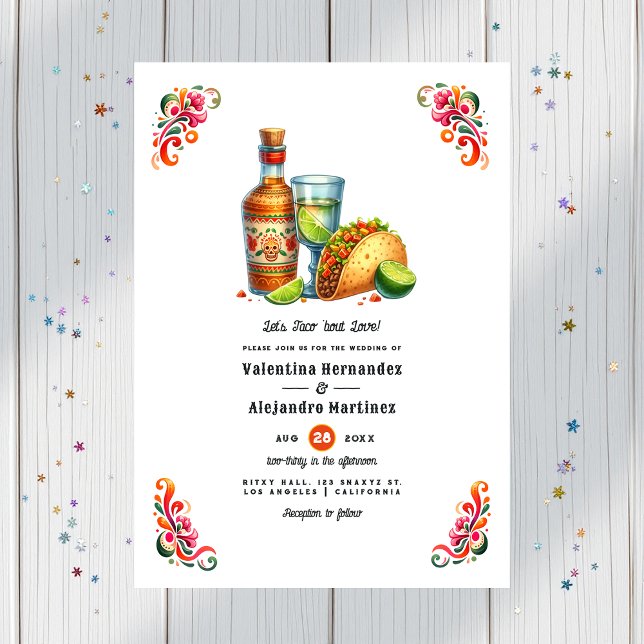 Invitation Taco 'about Love : Bold Mariage Fiesta (Taco 'bout Love: Bold Fiesta Wedding Invitation)
