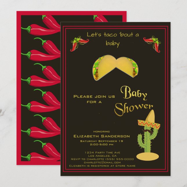 Invitation Taco au Baby shower (Devant / Derrière)