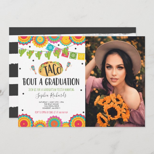 Invitation Taco 'Bout A Graduation Fiesta Graduation Party (Devant / Derrière)