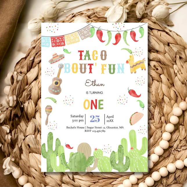Invitation Taco bout' fun fiesta mexicaine premier anniversai (Créateur téléchargé)