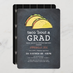 Invitation Taco Bout GRAD Chalkboard Drive-by Blk Graduation