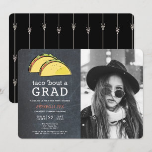 Invitation Taco Bout GRAD Photo Chalkboard Black Graduation