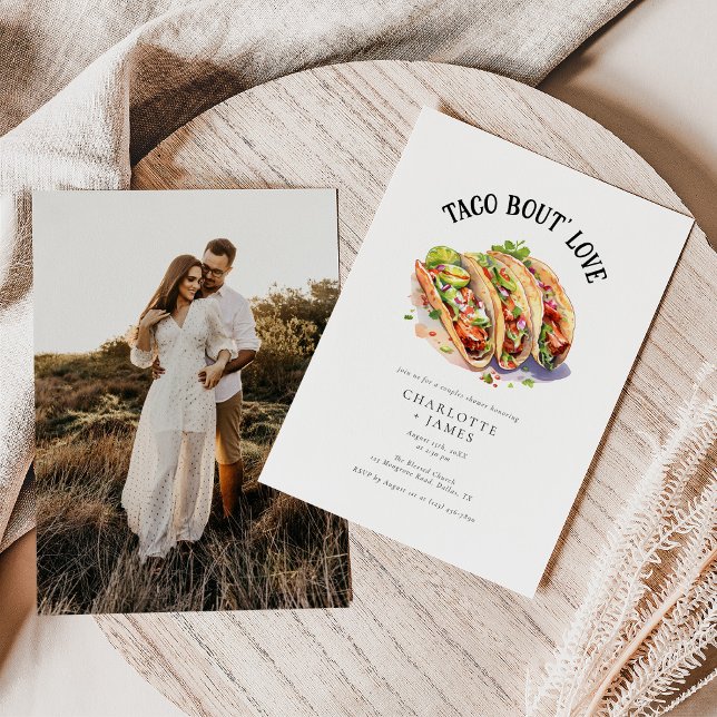 Invitation Taco Bout Love Aquarelle Couples Fête des mariées (Créateur téléchargé)