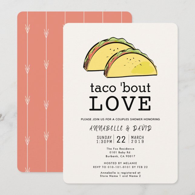 Invitation Taco Bout Love Couples Douche (Devant / Derrière)