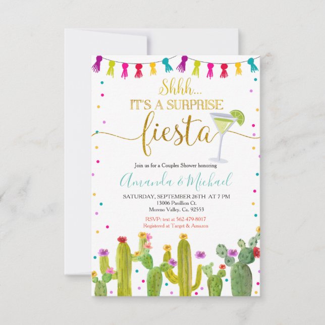 Invitation Taco 'Bout Love Couples Fiançailles Cactus Fiesta (Devant)