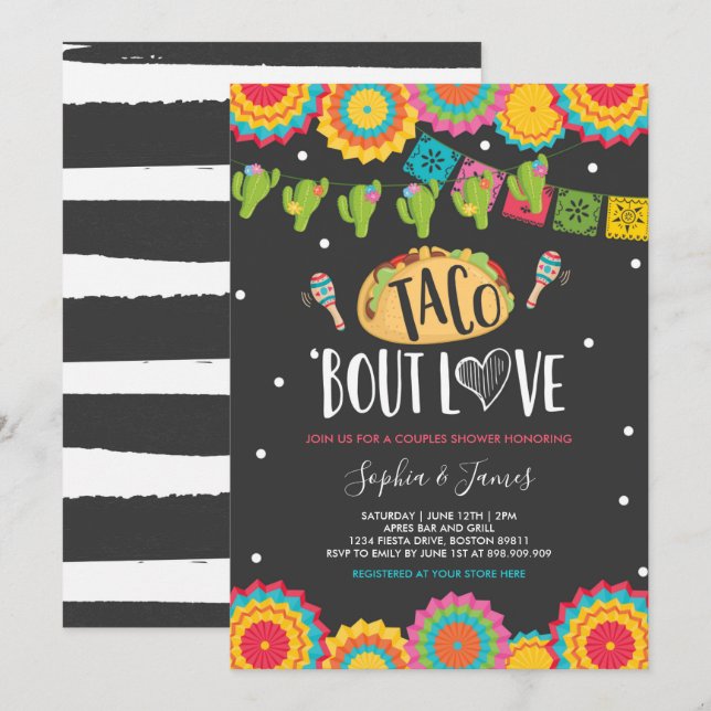 Invitation Taco 'Bout Love Couples Fiançailles Fiesta Party d (Devant / Derrière)