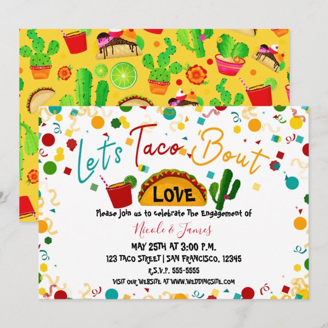 Invitation Taco Bout Love Fiançailles Mariage Fiesta (Devant / Derrière)