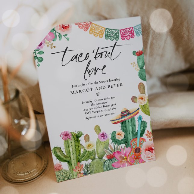 Invitation Taco 'Bout Love Fiesta Couples Douche Cactus (Créateur téléchargé)