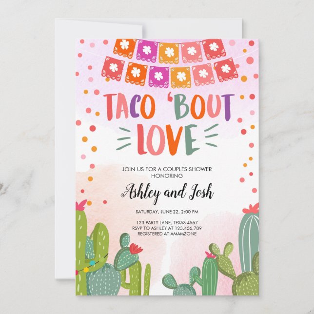 Invitation Taco Bout Love Fiesta Fête des couples (Devant)
