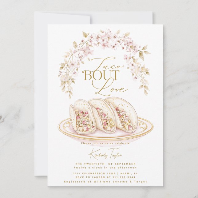 Invitation Taco Bout Love Floral Fête des mariées Fiesta (Devant)