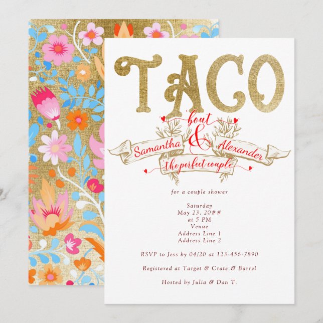 Invitation Taco Bout Parfait Couple Love Fiesta Couple Douche (Devant / Derrière)