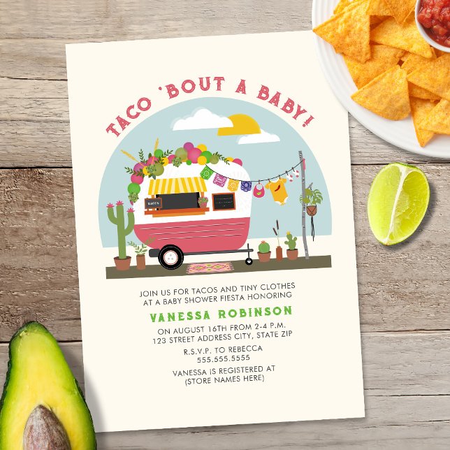 Invitation Taco Bout Un Bébé Hot Pink Girl Baby shower (Créateur téléchargé)