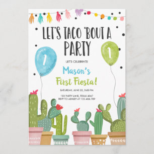 Invitation Taco Bout un garçon de fête Premier Fête Fête Bleu