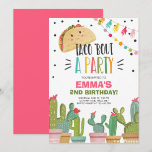 Invitation Taco Bout, une fête Fête rose Cactus d'anniversair