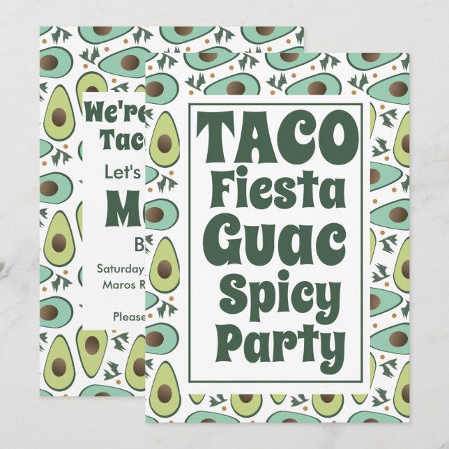 Invitation Taco fête d'anniversaire pour Adulte (Devant / Derrière)