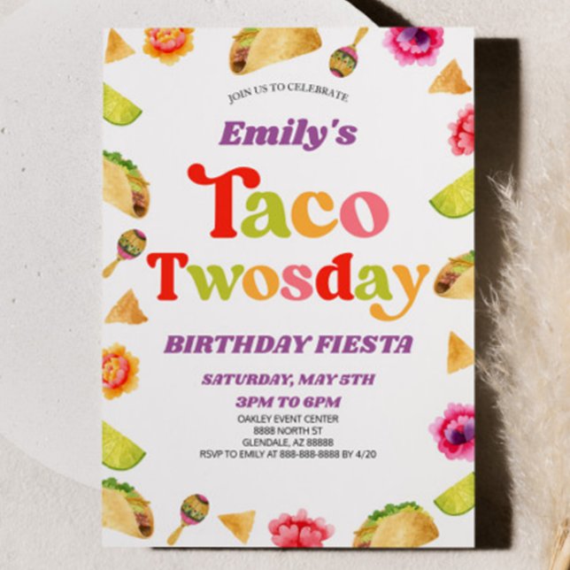 Invitation Taco Fête du Jour Deux Ans (Créateur téléchargé)