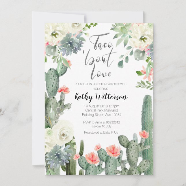 Invitation Taco sur l'invitation du Baby shower d'amour (Devant)