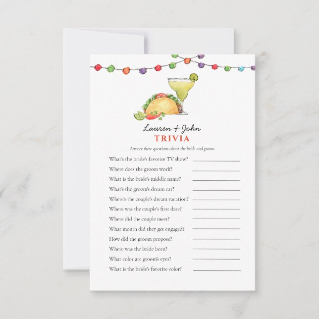 Invitation Taco & Tequila Fiesta Jeux de trivia pour couple S (Devant)