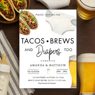 Invitation Tacos, brasses et diaphères Baby shower Décontract