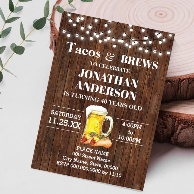 Invitation Tacos & Brews Adultes Occidentaux Anniversaire (Créateur téléchargé)