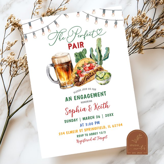 Invitation Tacos et brasse Parfait Partie d'Engagement Pair (Créateur téléchargé)